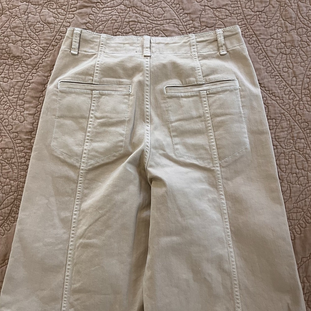 Maeve Anthropologie Delaney 28 Wide Leg Pants High Rise Seamed Trouser Tan Boho - Picture 10 of 10
